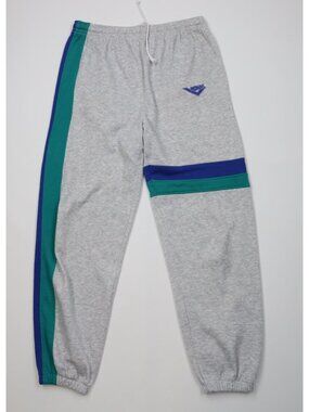 Vintage 80s 90s Pony Mens Medium Striped Triblend Sweatpants Joggers Pants Gray